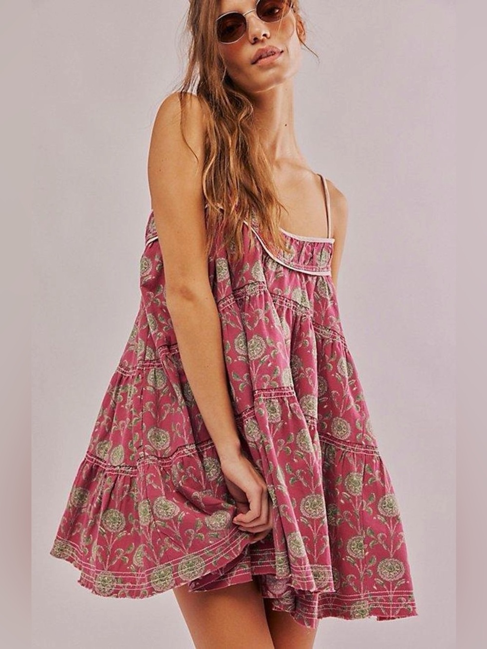Free People Wilder Days Printed Mini Dress in Pink Size XS